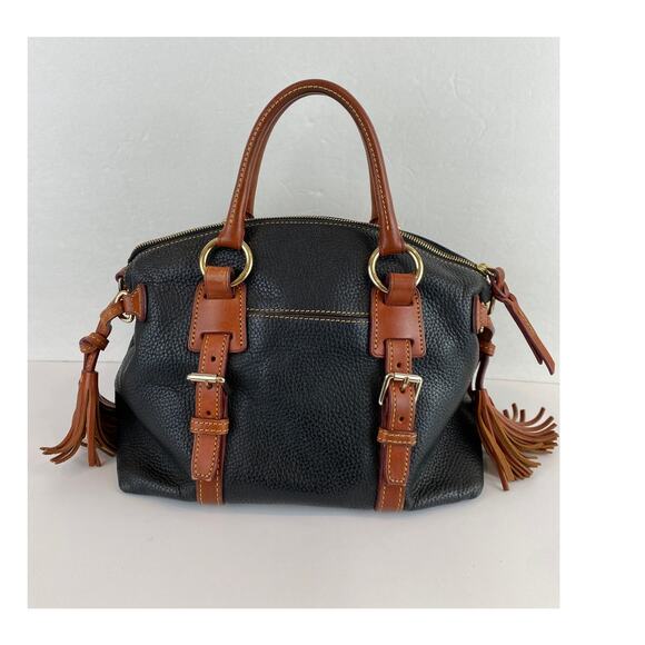 Dooney & Bourke Bristol Western Satchel Bag Black Pebble Leather Tassels Cowgirl - Picture 3 of 16